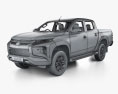 Mitsubishi Triton Doppelkabine mit Innenraum und Motor 2019 3D-Modell wire render