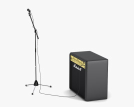 Mikrofon mit Halterung und Verstärker 3D-Modell