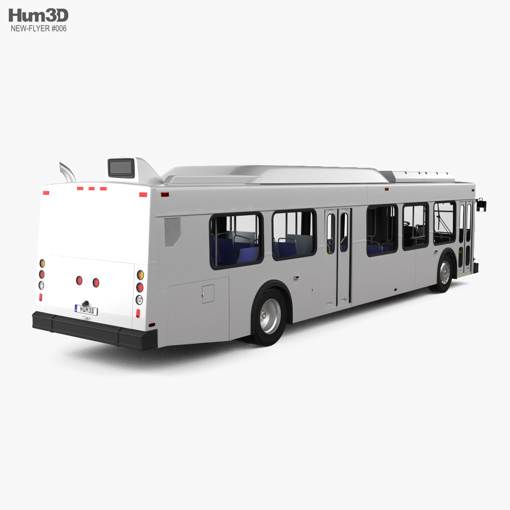 New Flyer DE40LF Bus with HQ interior 2008 3d model back view