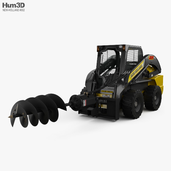 New Holland L225 Skid Steer Auger 2017 Modello 3D