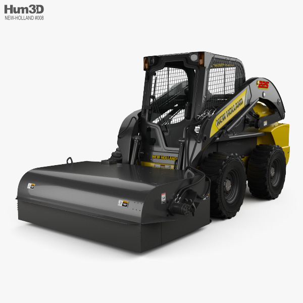 New Holland L225 Skid Steer Sweeper 2017 Modello 3D
