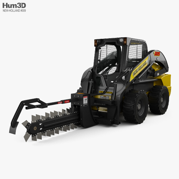 New Holland L225 Skid Steer Trencher 2017 Modello 3D
