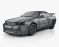 Nissan Skyline R34 GT-R coupe 1999 3d model wire render