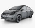 Nissan Versa (Tiida) sedan 2014 3D-Modell wire render