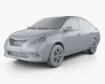 Nissan Versa (Tiida) sedan 2014 3D-Modell clay render