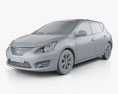 Nissan Tiida 2015 3d model clay render