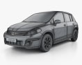 Nissan Tiida (C11) 해치백 2012 3D 모델  wire render