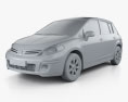 Nissan Tiida (C11) 해치백 2012 3D 모델  clay render