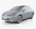 Nissan Tiida (C11) sedan 2012 3d model clay render