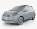 Nissan Micra 2016 3d model clay render