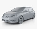 Nissan Pulsar Fließheck 2014 3D-Modell clay render