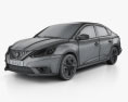 Nissan Sentra SL com interior 2016 Modelo 3d wire render