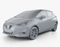 Nissan Micra 2019 3d model clay render