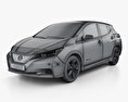 Nissan Leaf with HQ interior 2021 3d model wire render