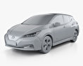 Nissan Leaf with HQ interior 2021 3d model clay render