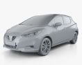 Nissan Micra HQインテリアと とエンジン 2016 3Dモデル clay render