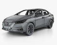 Nissan Versa SR Седан з детальним інтер'єром 2022 3D модель wire render
