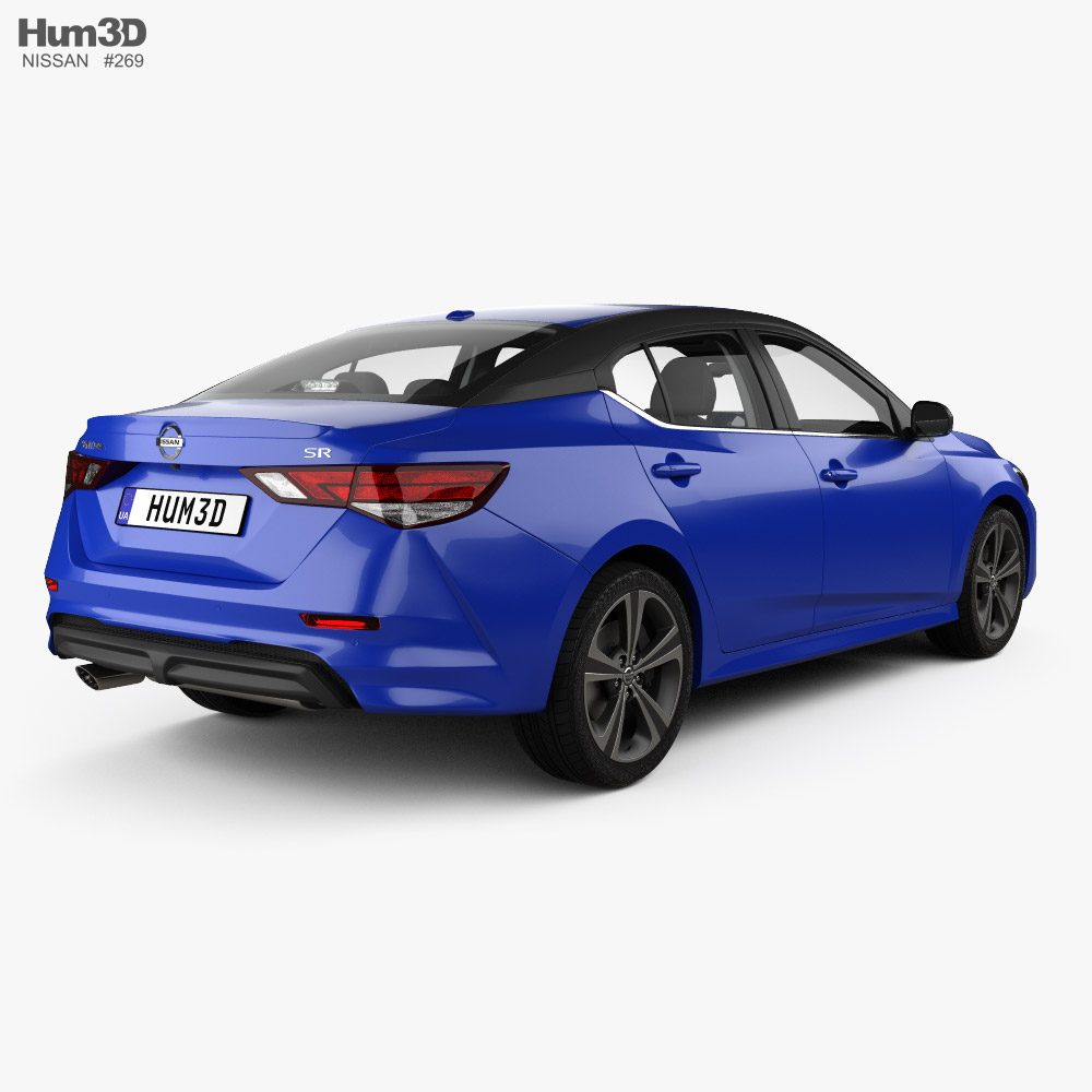 Nissan Sentra SR with HQ interior 2022 3d model back view