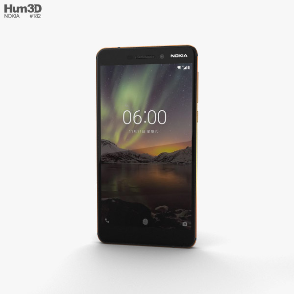 Nokia 6 (2018) Preto Modelo 3d