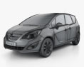 Opel Meriva B 2012 3D 모델  wire render