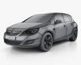 Opel Astra J 2011 3D模型 wire render