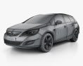 Opel Astra J Tourer 2011 3d model wire render