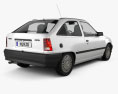 Opel Kadett E 掀背车 3门 1991 3D模型 后视图