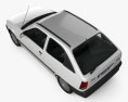 Opel Kadett E 해치백 3도어 1991 3D 모델  top view