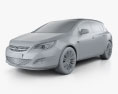 Opel Astra J hatchback 5 portes 2012 Modèle 3d clay render