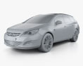 Opel Astra J sports tourer 2014 Modello 3D clay render