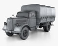 Opel Blitz Flatbed Truck 1940 3d model wire render