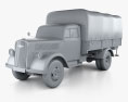 Opel Blitz Flatbed Truck 1940 3d model clay render