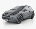 Peugeot 207 2012 3d model wire render