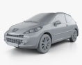 Peugeot 207 2012 3d model clay render