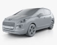 Peugeot 3008 2010 3d model clay render