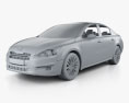 Peugeot 508 saloon 2011 3d model clay render