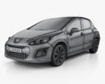 Peugeot 308 2014 3D-Modell wire render