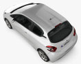 Peugeot 208 3 puertas 2013 Modelo 3D vista superior