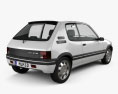 Peugeot 205 3 portas GTI 1983-1998 Modelo 3d vista traseira
