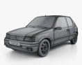 Peugeot 205 3-door GTI 1983-1983 3d model wire render