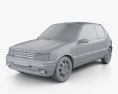 Peugeot 205 3-door GTI 1983-1983 3d model clay render