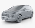 Peugeot 3008 hybrid 2012 3d model clay render