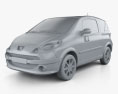 Peugeot 1007 2008 3D модель clay render