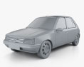 Peugeot 205 5-door 1998 3d model clay render