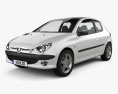 Peugeot 206 hatchback 3-door 2010 3d model