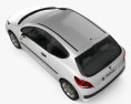 Peugeot 207 掀背车 3门 2012 3D模型 顶视图