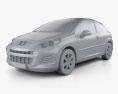 Peugeot 207 ハッチバック 3ドア 2012 3Dモデル clay render