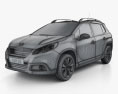 Peugeot 2008 2013 3d model wire render