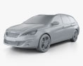 Peugeot 308 SW 2016 3D-Modell clay render