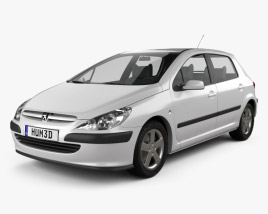 3D model of Peugeot 307 5-door hatchback 2005
